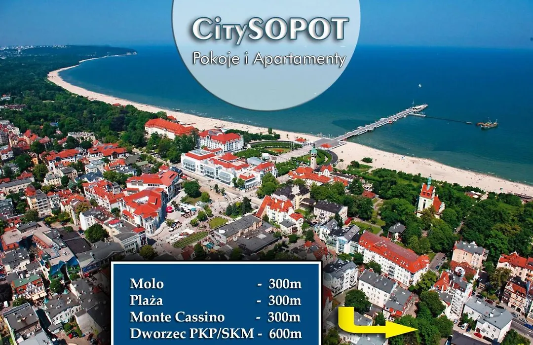 Pokoje z balkonami City Sopot, 300m do Molo-1